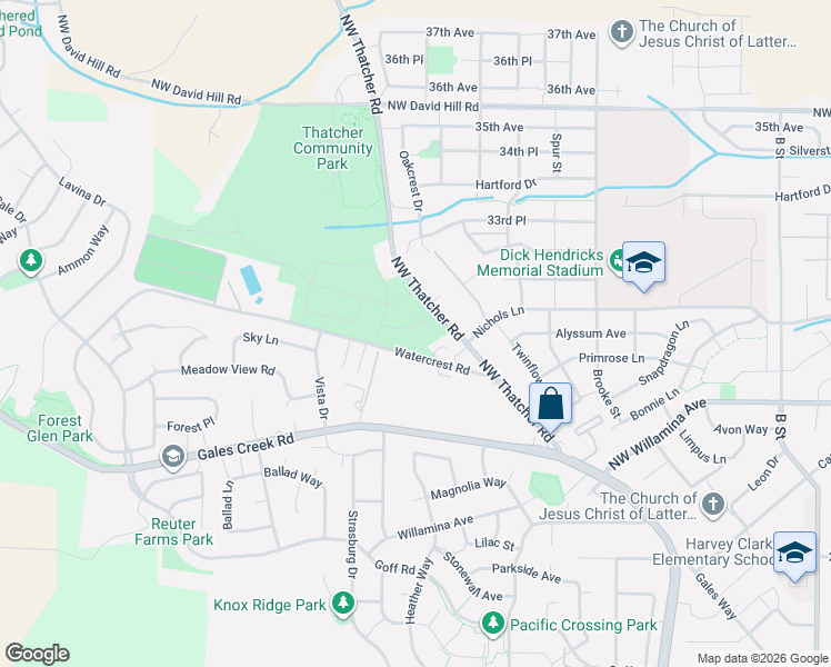 map of restaurants, bars, coffee shops, grocery stores, and more near 922 Rosebud Court in Forest Grove
