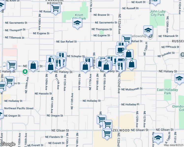 map of restaurants, bars, coffee shops, grocery stores, and more near in Portland