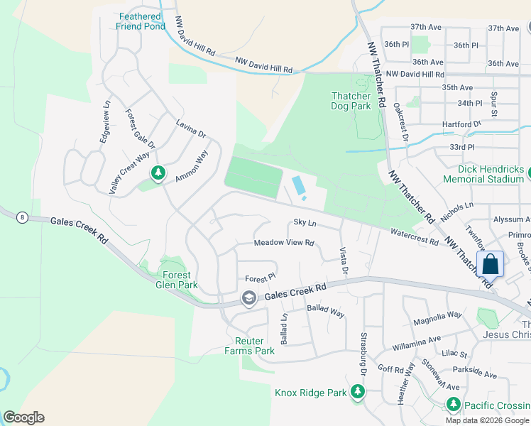 map of restaurants, bars, coffee shops, grocery stores, and more near 376 Watercrest Road in Forest Grove