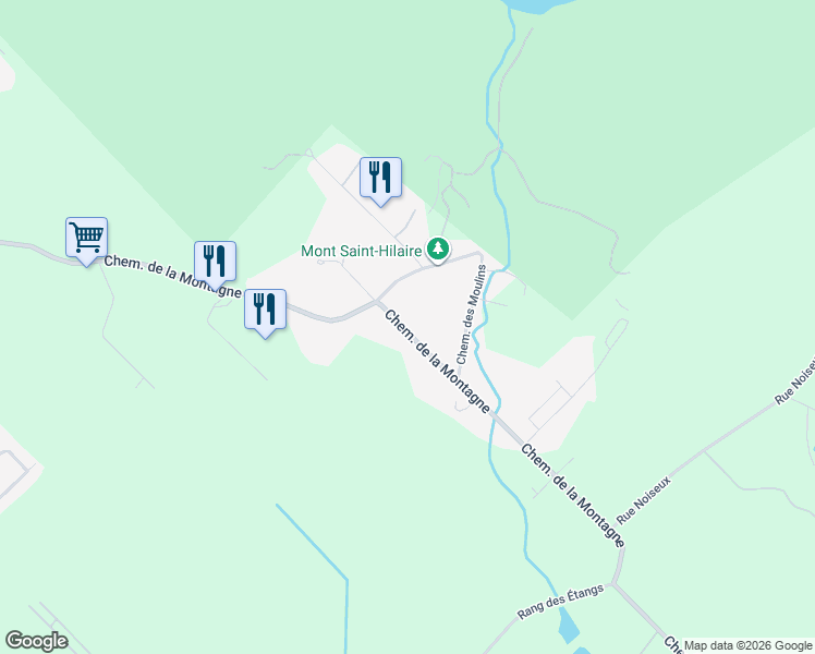 map of restaurants, bars, coffee shops, grocery stores, and more near 1123 Chemin de la Montagne in Mont-Saint-Hilaire