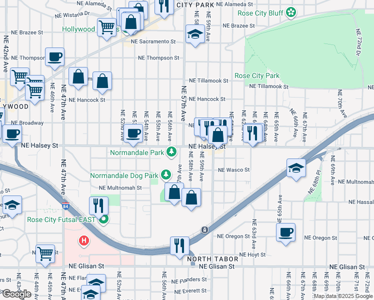 map of restaurants, bars, coffee shops, grocery stores, and more near in Portland