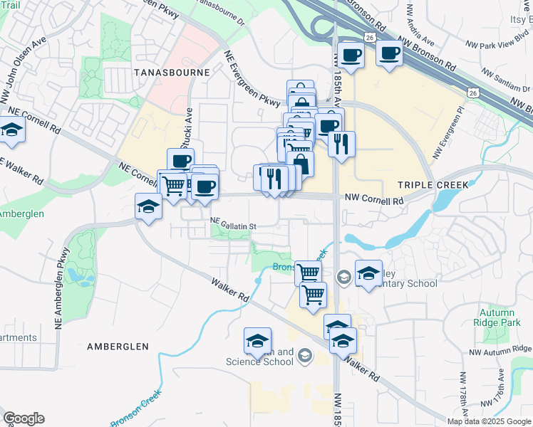 map of restaurants, bars, coffee shops, grocery stores, and more near 1897 Northeast 106th Avenue in Hillsboro