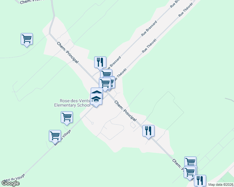 map of restaurants, bars, coffee shops, grocery stores, and more near Rue de l'Église in Laurentides