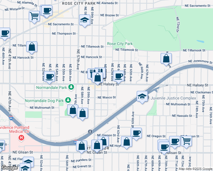 map of restaurants, bars, coffee shops, grocery stores, and more near in Portland