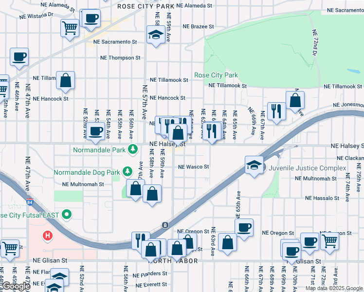 map of restaurants, bars, coffee shops, grocery stores, and more near in Portland