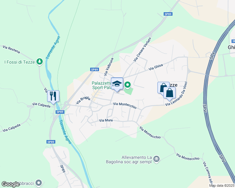 map of restaurants, bars, coffee shops, grocery stores, and more near 2 Via Goffredo Mameli in Tezze