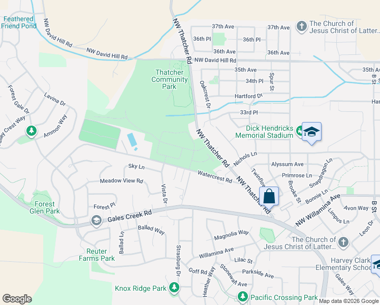 map of restaurants, bars, coffee shops, grocery stores, and more near 3246 Butte Drive in Forest Grove