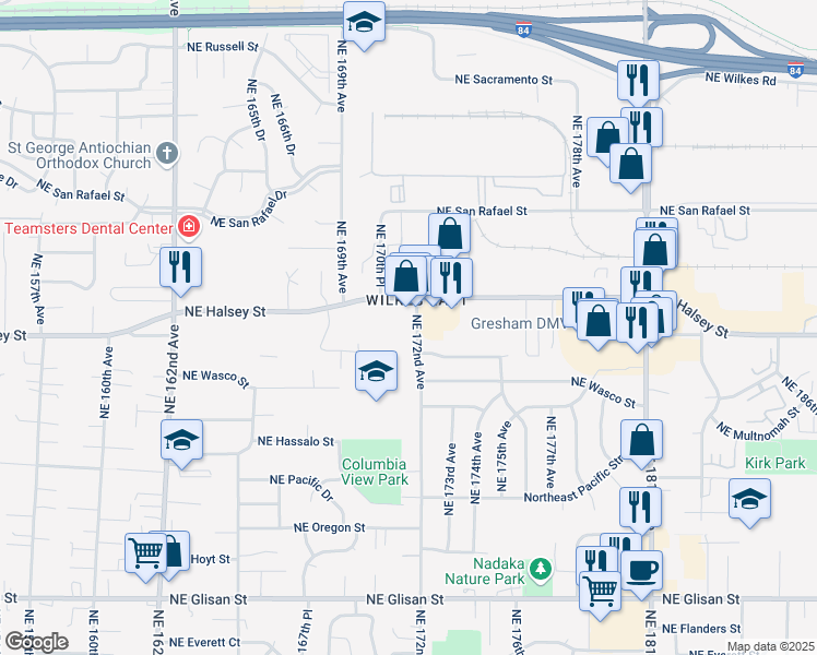 map of restaurants, bars, coffee shops, grocery stores, and more near in Gresham