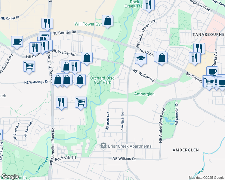 map of restaurants, bars, coffee shops, grocery stores, and more near 2003 Northeast Cadbury Avenue in Beaverton