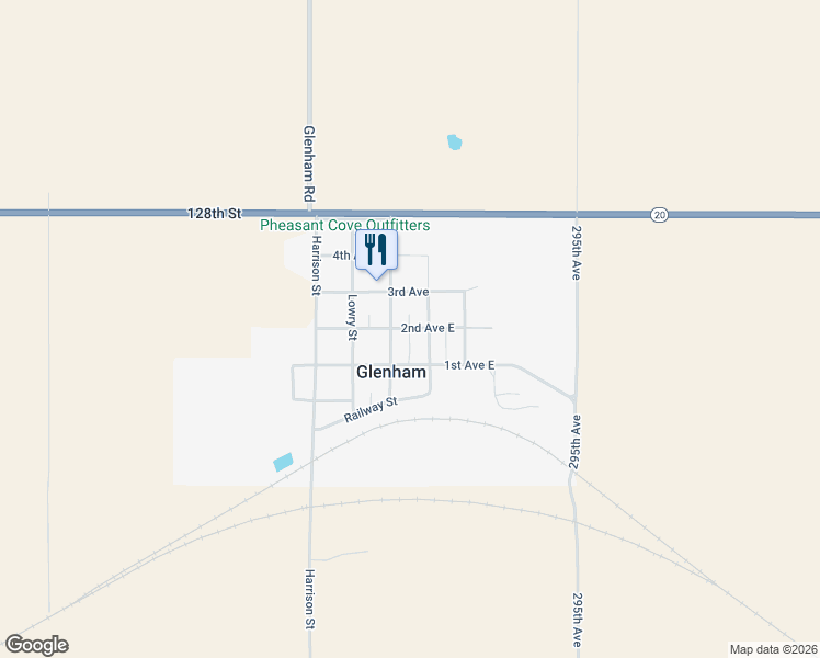 map of restaurants, bars, coffee shops, grocery stores, and more near 16-22 2nd Avenue East in Glenham