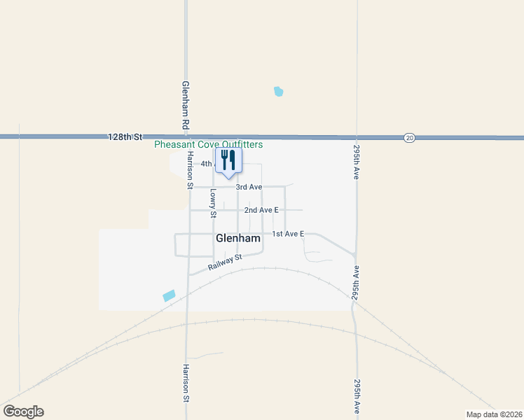 map of restaurants, bars, coffee shops, grocery stores, and more near 16 2nd Avenue East in Glenham