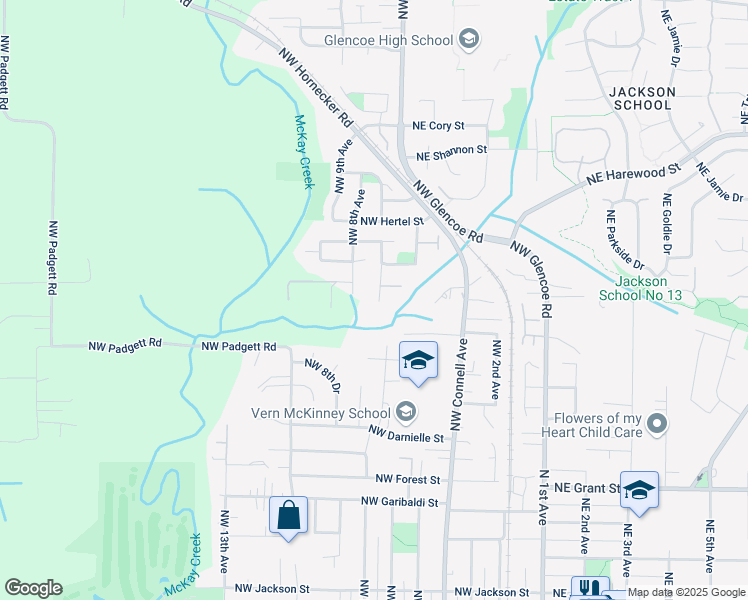 map of restaurants, bars, coffee shops, grocery stores, and more near 1249 Northwest 7th Avenue in Hillsboro