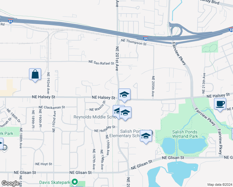 map of restaurants, bars, coffee shops, grocery stores, and more near in Gresham