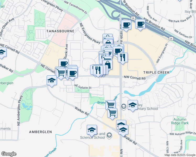 map of restaurants, bars, coffee shops, grocery stores, and more near 1897 Northeast 106th Avenue in Hillsboro