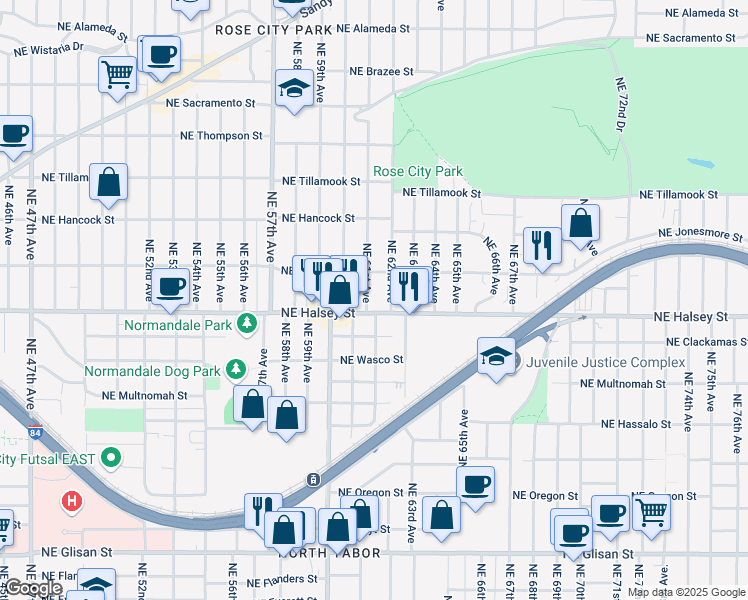 map of restaurants, bars, coffee shops, grocery stores, and more near in Portland