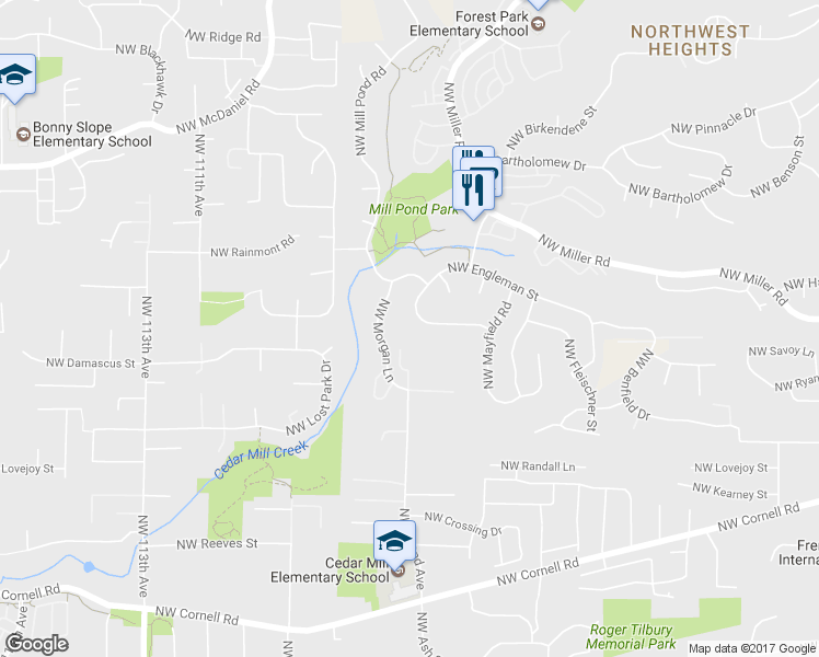 map of restaurants, bars, coffee shops, grocery stores, and more near 10253 Northwest Engleman Street in Portland