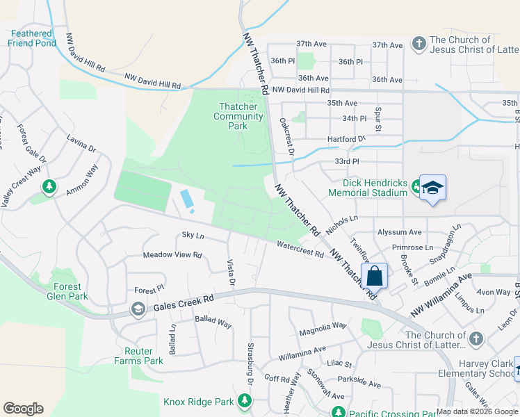 map of restaurants, bars, coffee shops, grocery stores, and more near 858 Glade Avenue in Forest Grove