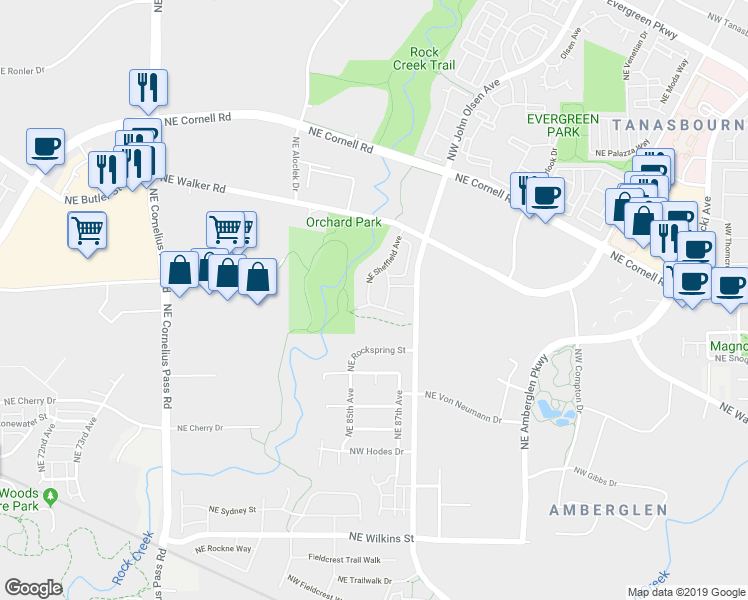 map of restaurants, bars, coffee shops, grocery stores, and more near 2003 Northeast Cadbury Avenue in Beaverton