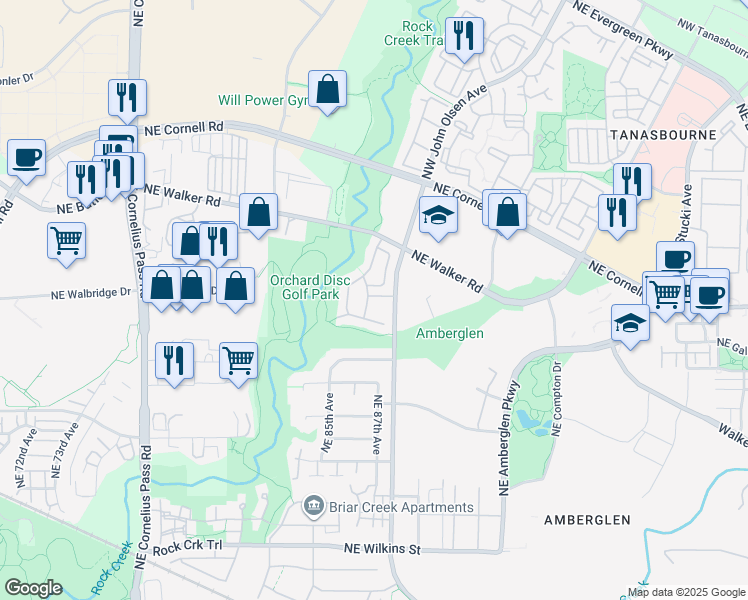 map of restaurants, bars, coffee shops, grocery stores, and more near 2003 Northeast Cadbury Avenue in Beaverton