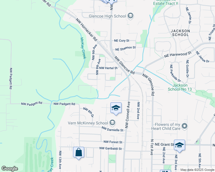 map of restaurants, bars, coffee shops, grocery stores, and more near 1249 Northwest 7th Avenue in Hillsboro