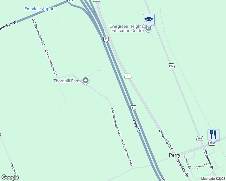 map of restaurants, bars, coffee shops, grocery stores, and more near 167 Old Government Road in Perry