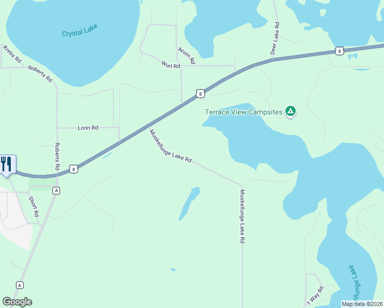 map of restaurants, bars, coffee shops, grocery stores, and more near N11564 Muskellunge Lake Road in Tomahawk