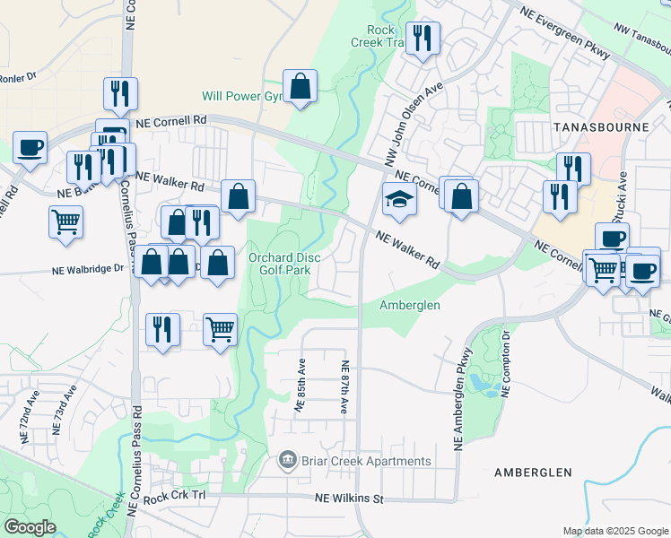 map of restaurants, bars, coffee shops, grocery stores, and more near 2003 Northeast Cadbury Avenue in Beaverton