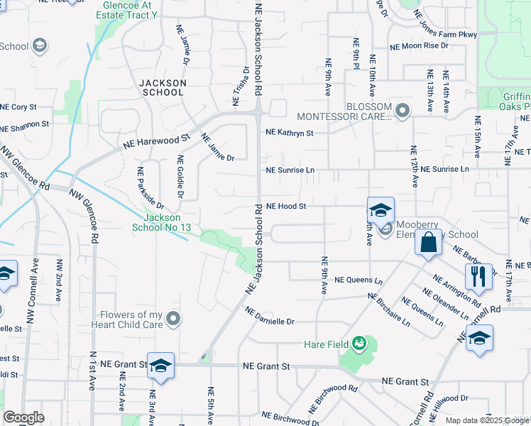 map of restaurants, bars, coffee shops, grocery stores, and more near 1424 Northeast Jackson School Road in Hillsboro