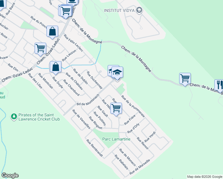 map of restaurants, bars, coffee shops, grocery stores, and more near 902 Rue de la Pommeraie in Mont-Saint-Hilaire