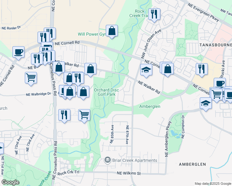 map of restaurants, bars, coffee shops, grocery stores, and more near 2197 Northeast Sheffield Ave in Beaverton