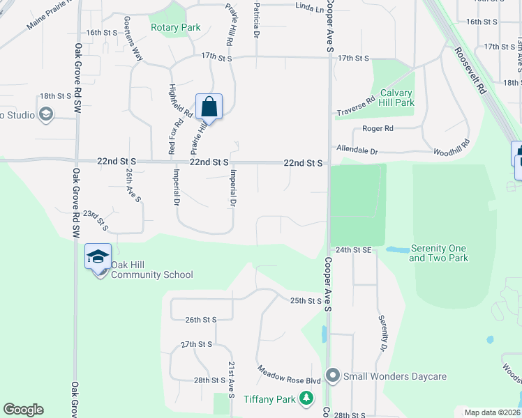 map of restaurants, bars, coffee shops, grocery stores, and more near 2218 Clare Court in St. Cloud
