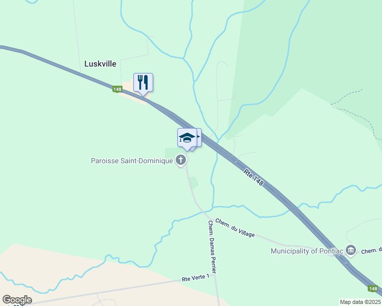 map of restaurants, bars, coffee shops, grocery stores, and more near 14 Chemin du Village in Luskville