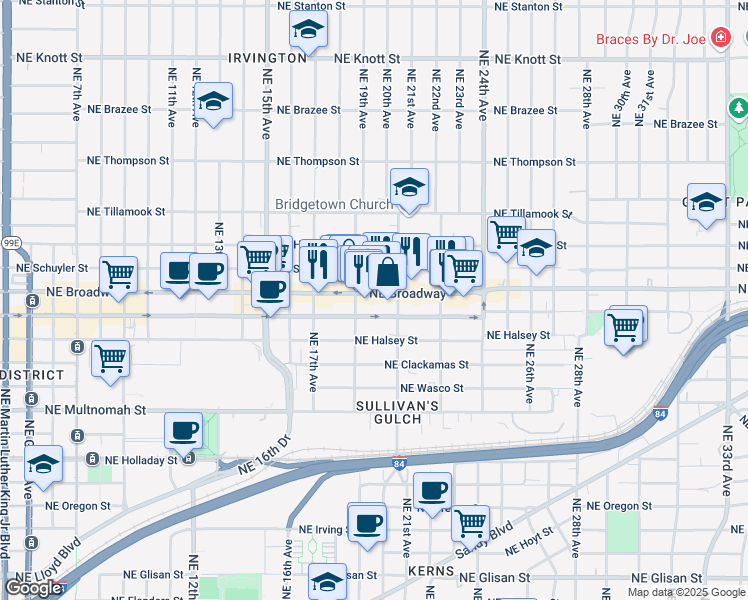 map of restaurants, bars, coffee shops, grocery stores, and more near in Portland