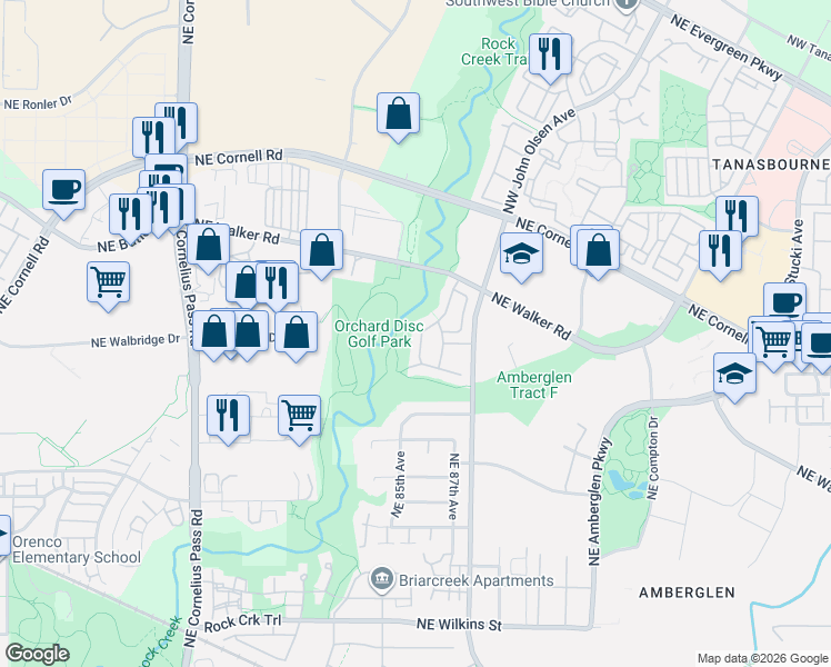 map of restaurants, bars, coffee shops, grocery stores, and more near 2137 Northeast Sheffield Ave in Beaverton