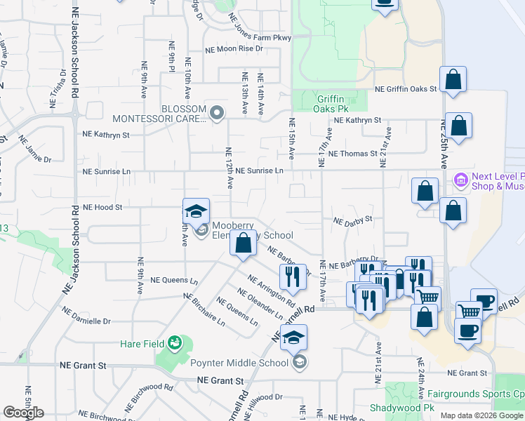 map of restaurants, bars, coffee shops, grocery stores, and more near 1449 Northeast 14th Avenue in Hillsboro