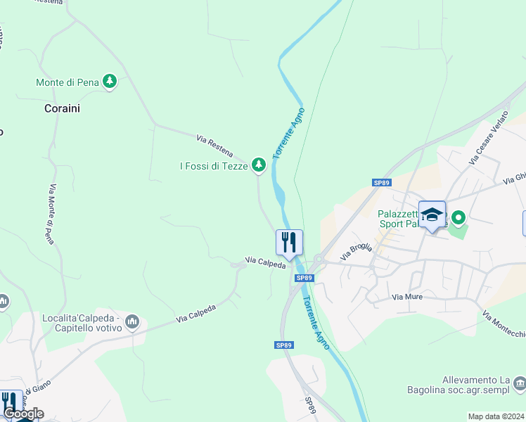 map of restaurants, bars, coffee shops, grocery stores, and more near 13 Via Restena in Provincia di Vicenza