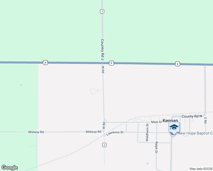 map of restaurants, bars, coffee shops, grocery stores, and more near N4438 West Road in Kennan
