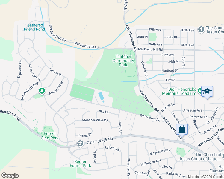 map of restaurants, bars, coffee shops, grocery stores, and more near 731 Glade Avenue in Forest Grove