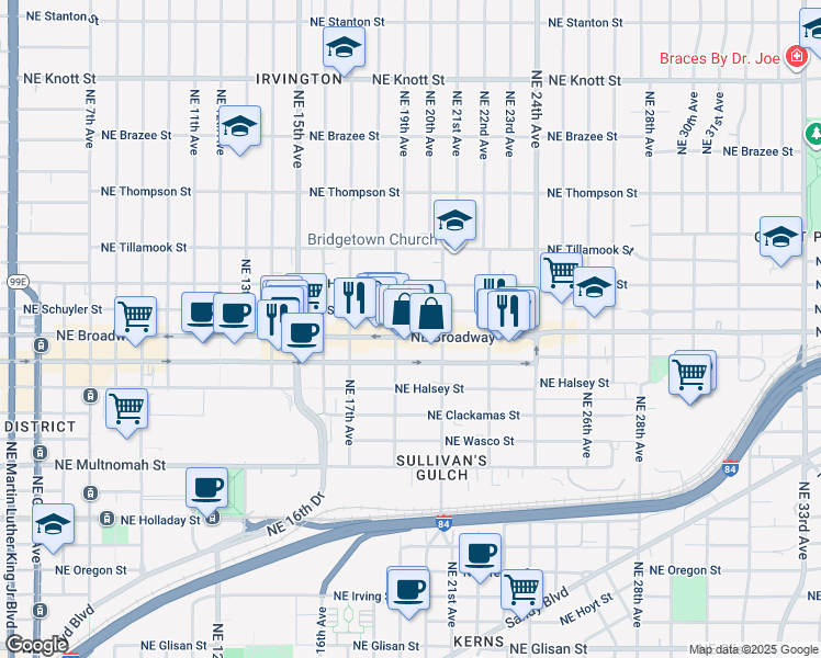 map of restaurants, bars, coffee shops, grocery stores, and more near in Portland