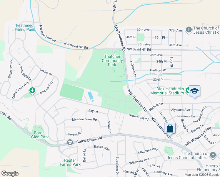map of restaurants, bars, coffee shops, grocery stores, and more near 869 Butte Drive in Forest Grove
