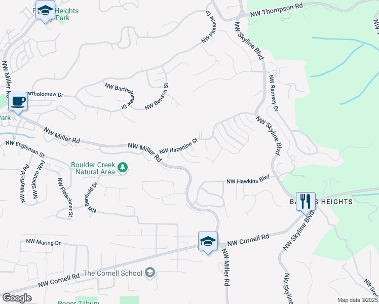 map of restaurants, bars, coffee shops, grocery stores, and more near 1726 Northwest Ashby Court in Portland