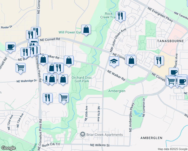 map of restaurants, bars, coffee shops, grocery stores, and more near 2197 Northeast Sheffield Ave in Beaverton