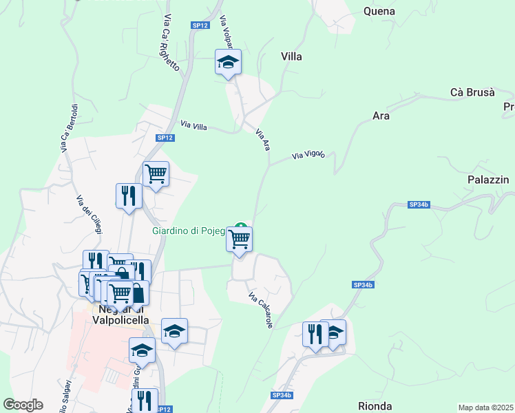 map of restaurants, bars, coffee shops, grocery stores, and more near 15 Via Poiega in Negrar di Valpolicella