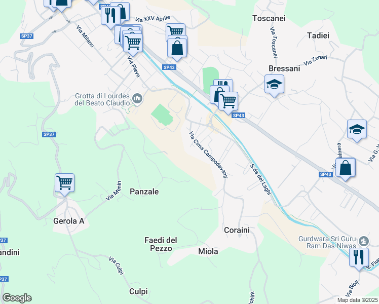 map of restaurants, bars, coffee shops, grocery stores, and more near 49 Via Cima Carega in Chiampo