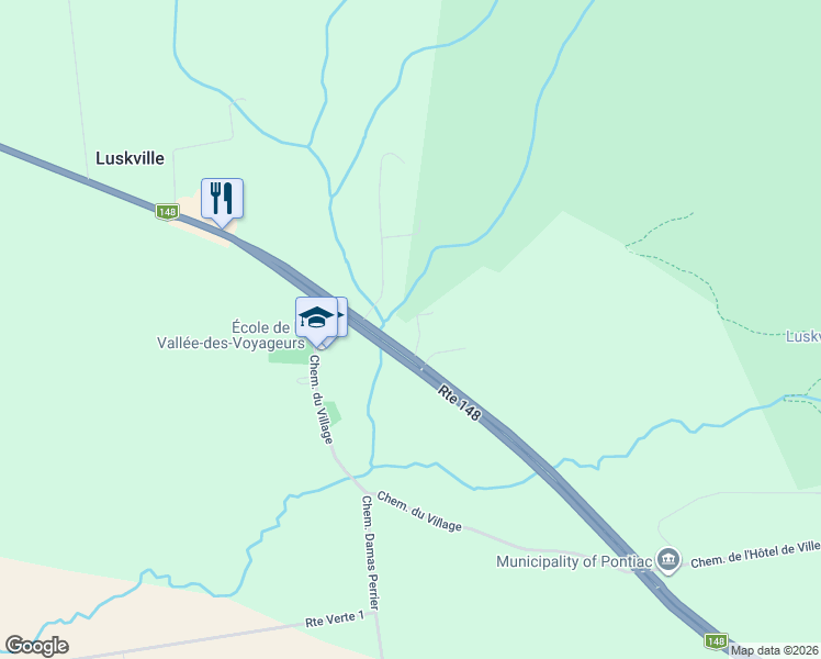 map of restaurants, bars, coffee shops, grocery stores, and more near 185 Chemin Calixte in Luskville