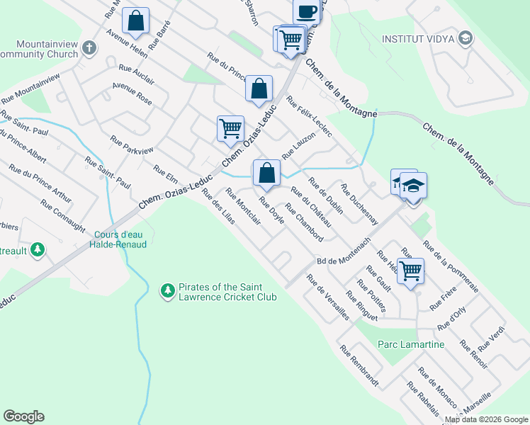 map of restaurants, bars, coffee shops, grocery stores, and more near 642 Rue Doyle in Mont-Saint-Hilaire