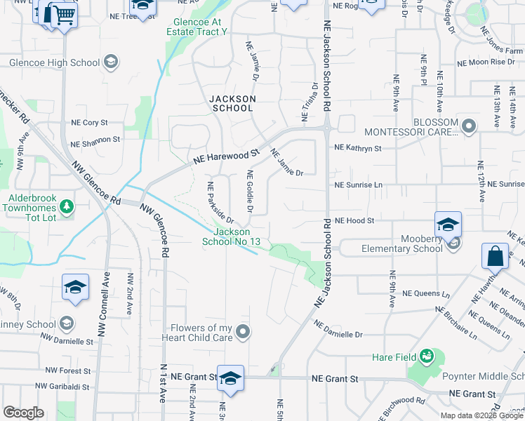 map of restaurants, bars, coffee shops, grocery stores, and more near 517 Northeast Geraldine Drive in Hillsboro