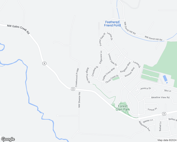 map of restaurants, bars, coffee shops, grocery stores, and more near 3291 Ridge Pointe Drive in Forest Grove