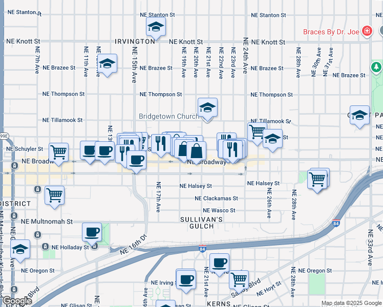 map of restaurants, bars, coffee shops, grocery stores, and more near in Portland