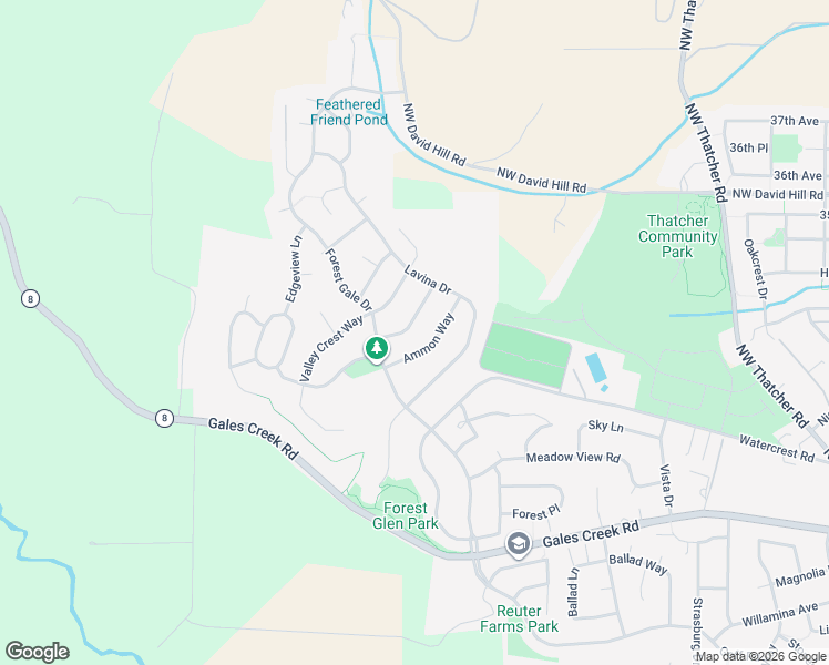 map of restaurants, bars, coffee shops, grocery stores, and more near 3300 Ammon Way in Forest Grove
